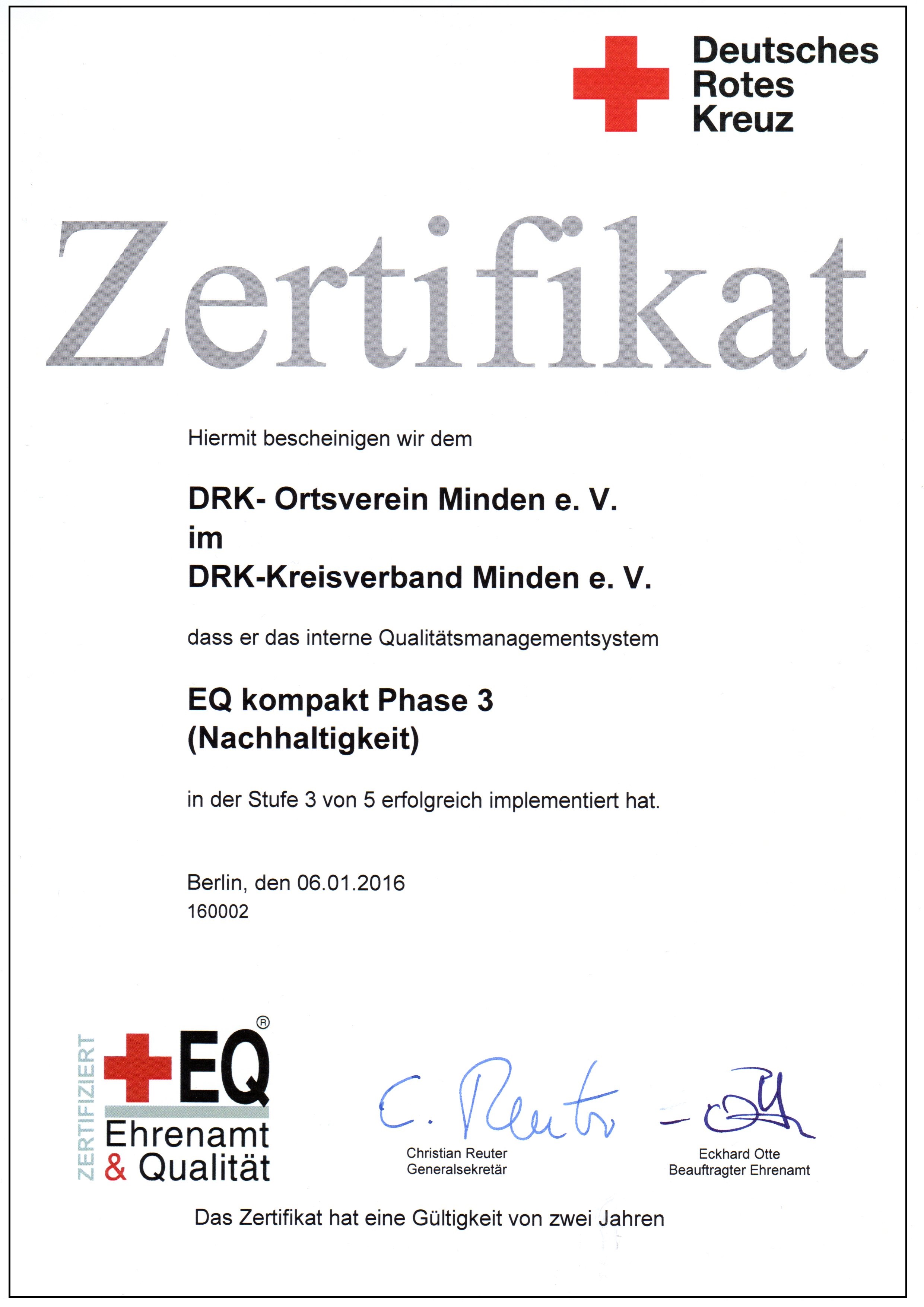 Zertifikat EQ-Kompakt Zertifikat EQ-Kompakt